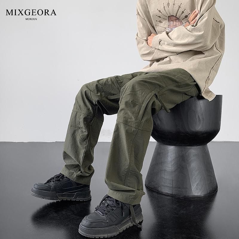 MIX GEORA American military green overalls men's autumn casual functional assault pants zipper hiking pants
