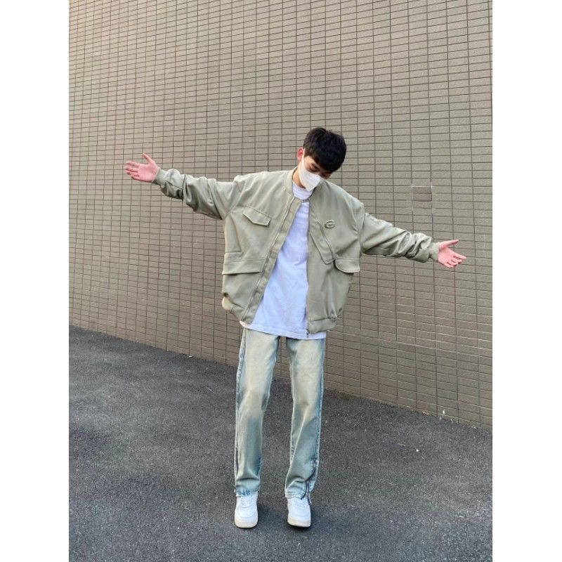 潮牌設計感飛行服夾克外套男女春秋季新款寬鬆美式小眾工裝棒球服