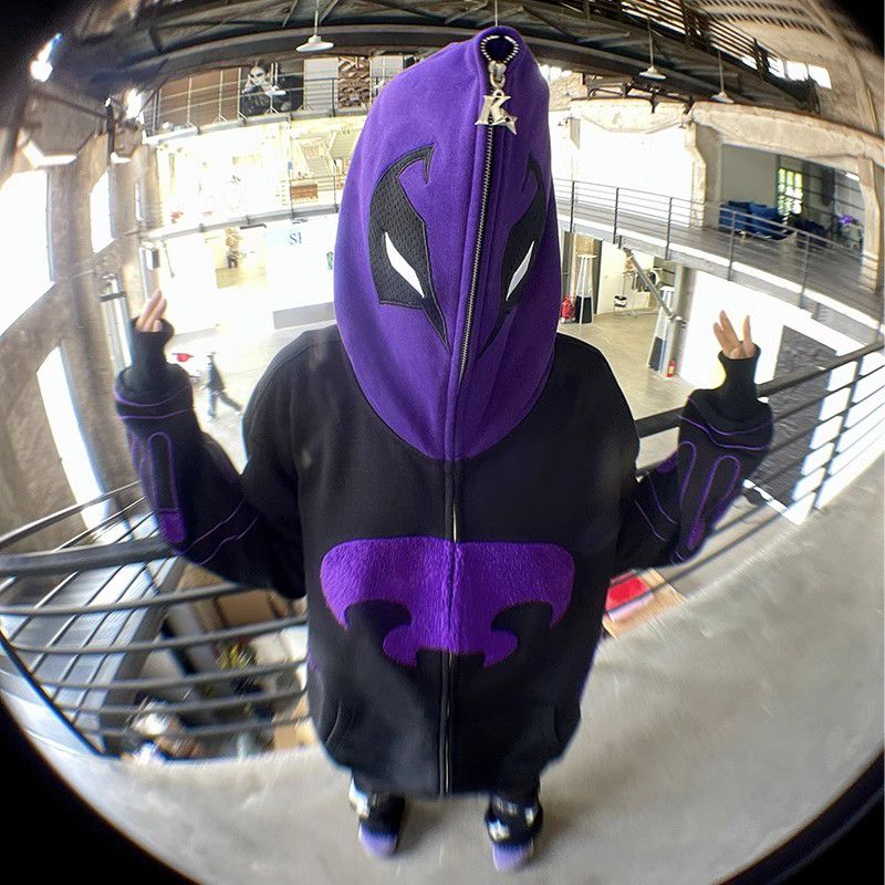 100% heavyweight cotton American hiphop jacket men's and women's loose sweatshirt 2023 spring and autumn thin couple wear