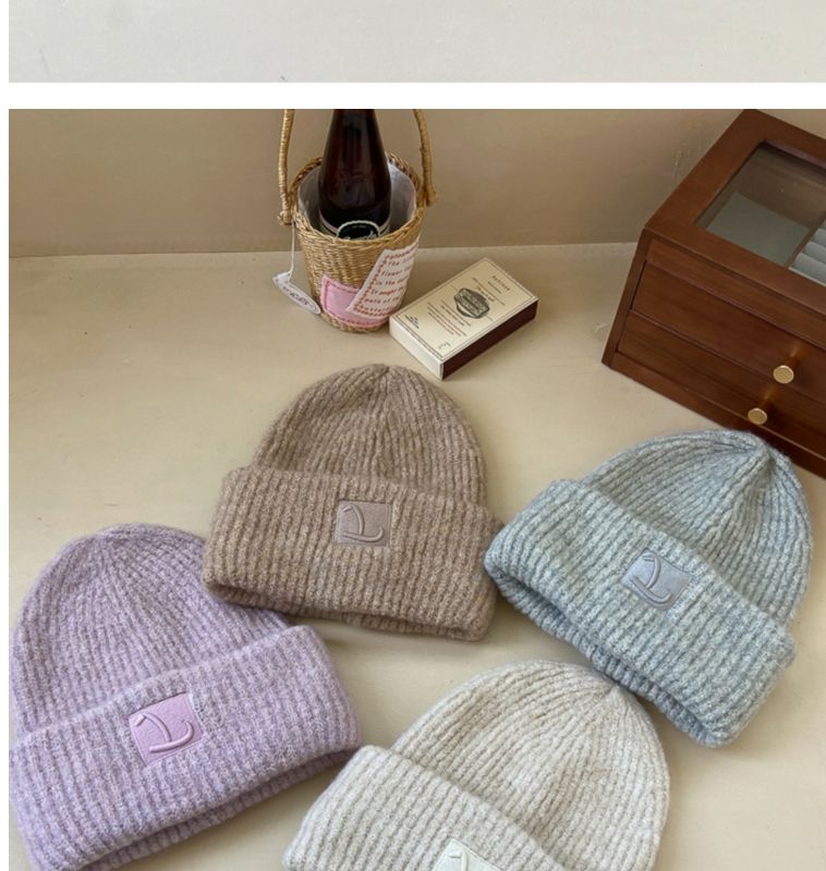 Knitted Beanie Hat For Men Warm Winter Woollen Hat Solid Colour_voghion.com