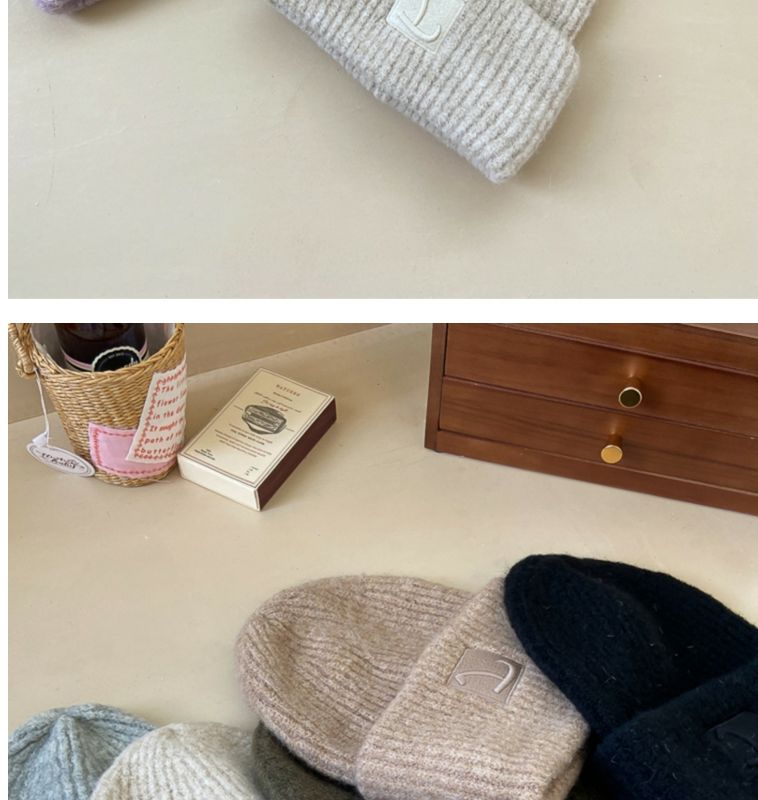 Knitted Beanie Hat For Men Warm Winter Woollen Hat Solid Colour_voghion.com