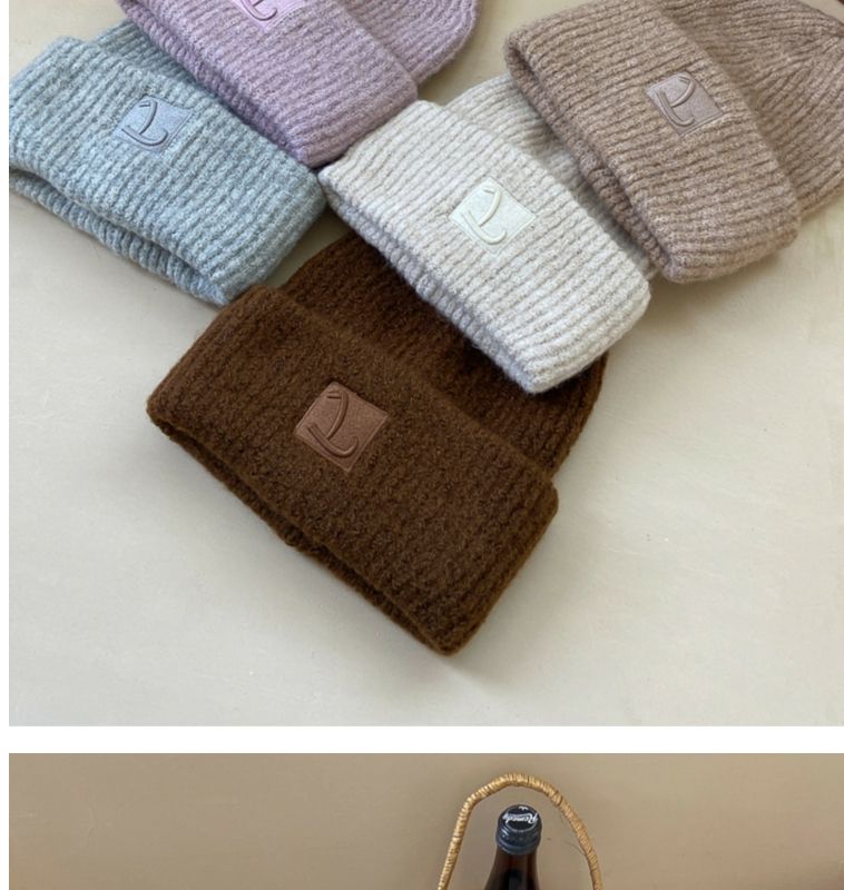 Knitted Beanie Hat For Men Warm Winter Woollen Hat Solid Colour_voghion.com