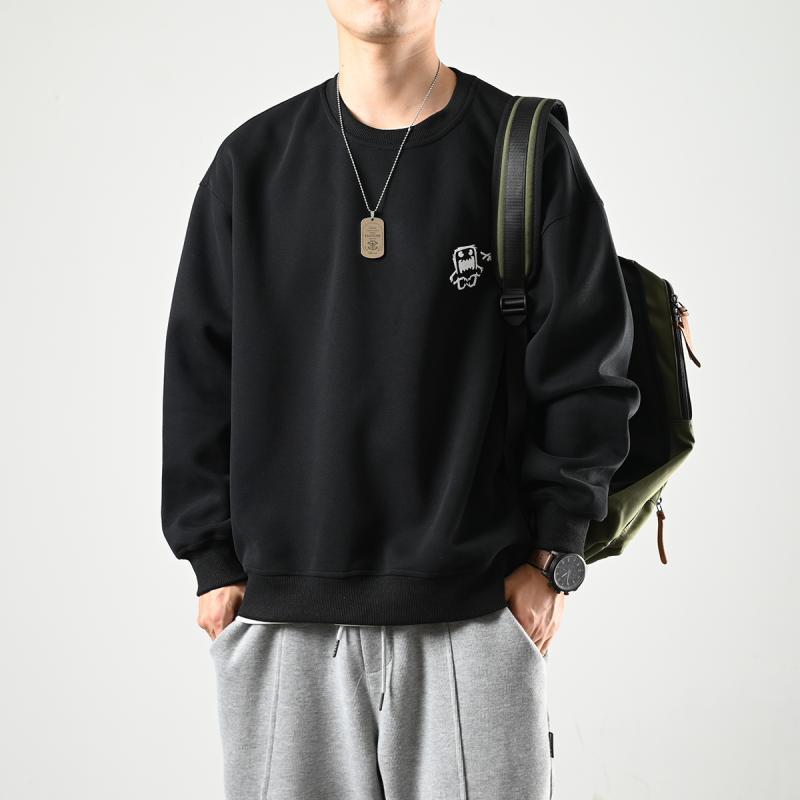 XGI fun cartoon print round neck sweatshirt for men autumn trendy brand loose casual couple versatile pullover top