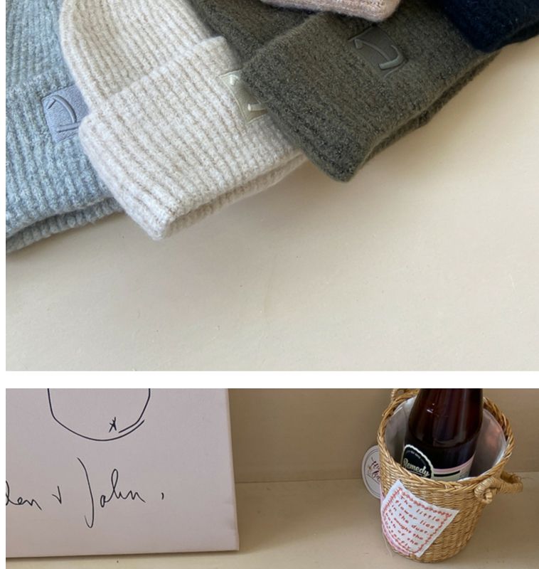 Knitted Beanie Hat For Men Warm Winter Woollen Hat Solid Colour_voghion.com