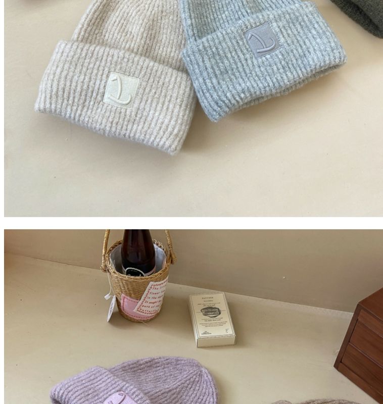 Knitted Beanie Hat For Men Warm Winter Woollen Hat Solid Colour_voghion.com