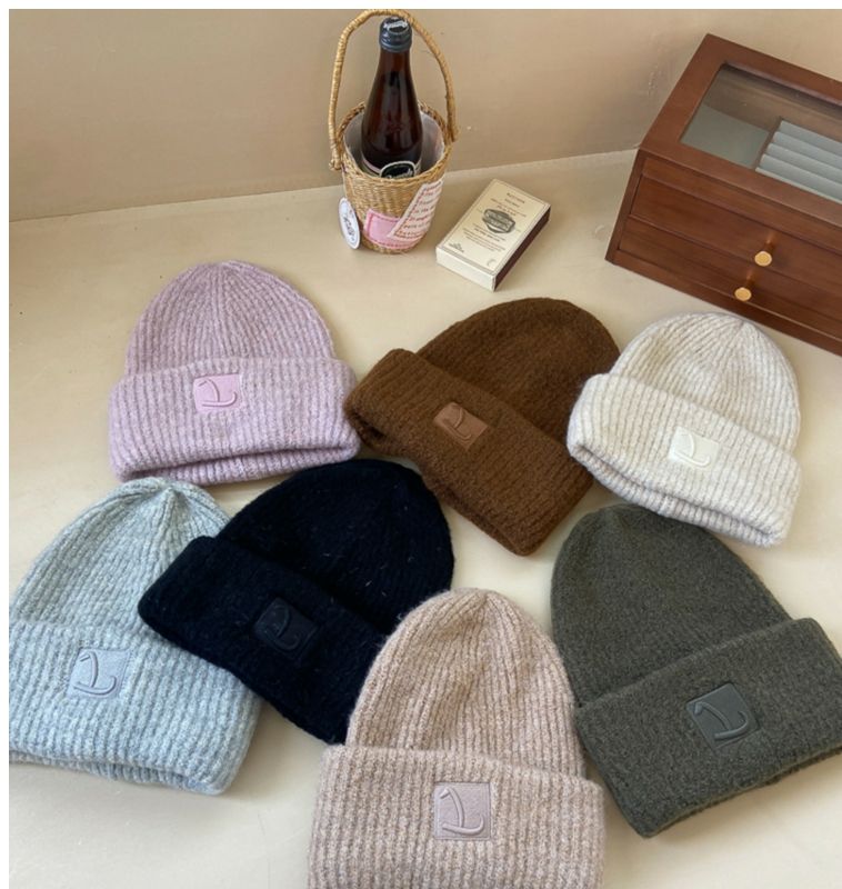Knitted Beanie Hat For Men Warm Winter Woollen Hat Solid Colour_voghion.com
