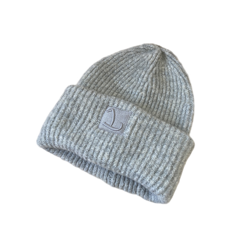 Loose wool knitted hat, simple and fashionable, solid color, cold and warm wool hat, showing a small pile of ear_voghion.com
