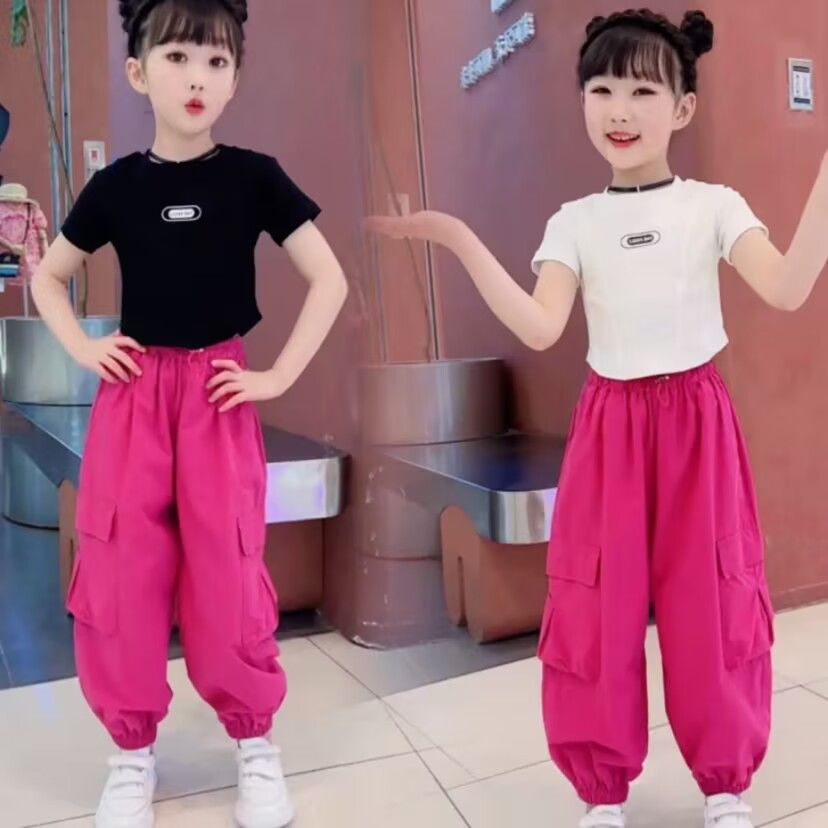 少兒hiphop舞蹈演出服爵士舞表演服裝女童夏嘻哈女孩走秀街舞潮服