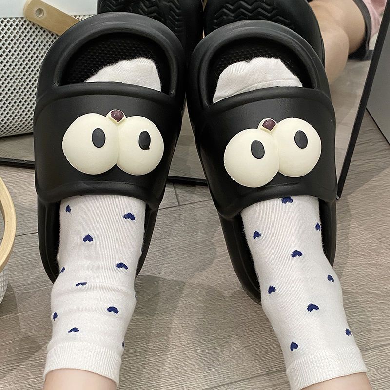 Women's EVA slippers with funny eyes for summer students to wear indoor and outdoor, non-slip thick soles, no smelly feet, dormitory slippers