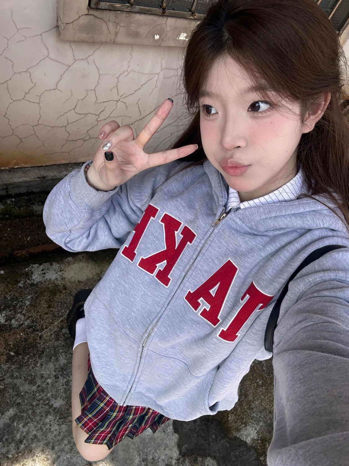 美式復古米灰色潮牌字母連帽衛衣女春秋寬鬆慵懶風百搭開衫外套潮