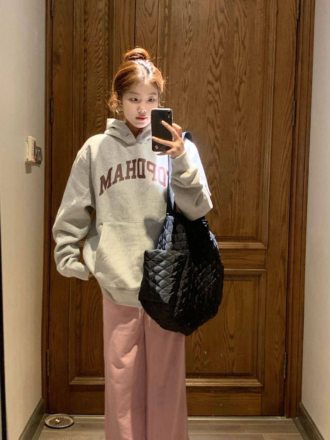 美式復古灰色衛衣女春秋連帽oversize潮牌高級感超好看慵懶風外套