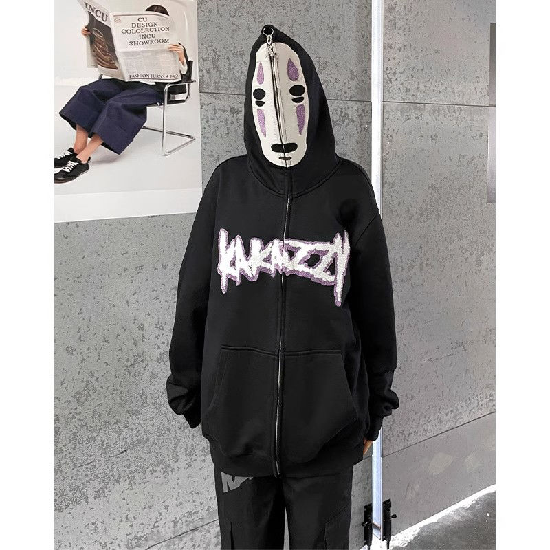 100% heavyweight cotton American hip-hop jacket men's and women's cardigan sweatshirt loose trendy brand boys 2023 spring and autumn thin section