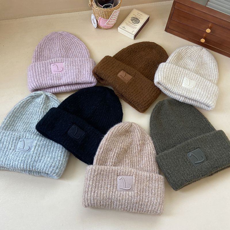 Knitted Beanie Hat For Men Warm Winter Woollen Hat Solid Colour_voghion.com