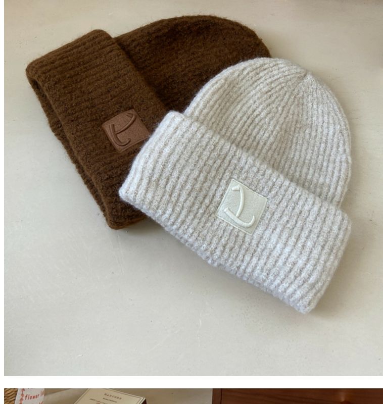 Knitted Beanie Hat For Men Warm Winter Woollen Hat Solid Colour_voghion.com