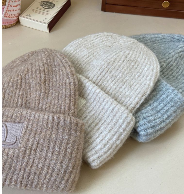 Knitted Beanie Hat For Men Warm Winter Woollen Hat Solid Colour_voghion.com