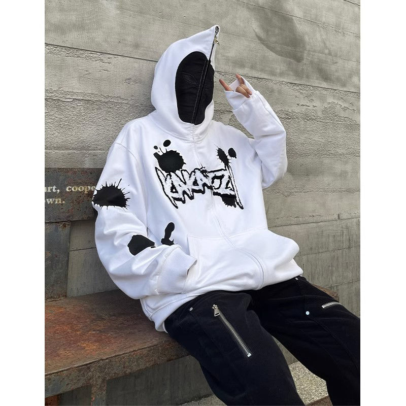 100% heavyweight cotton American retro trendy hooded jacket for men and women with zipper ins2023 spring and autumn thin section