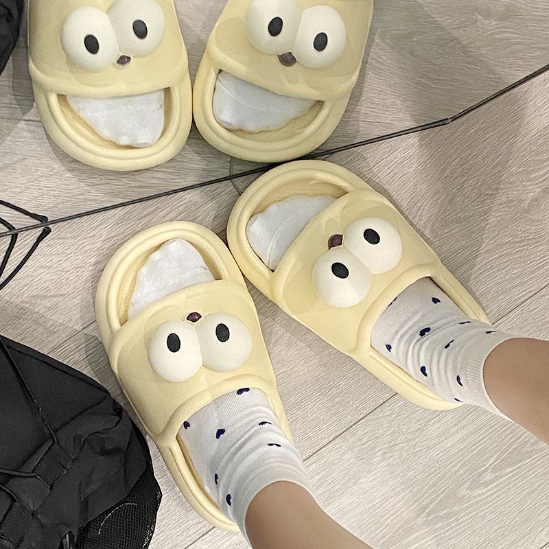 Women's EVA slippers with funny eyes for summer students to wear indoor and outdoor, non-slip thick soles, no smelly feet, dormitory slippers