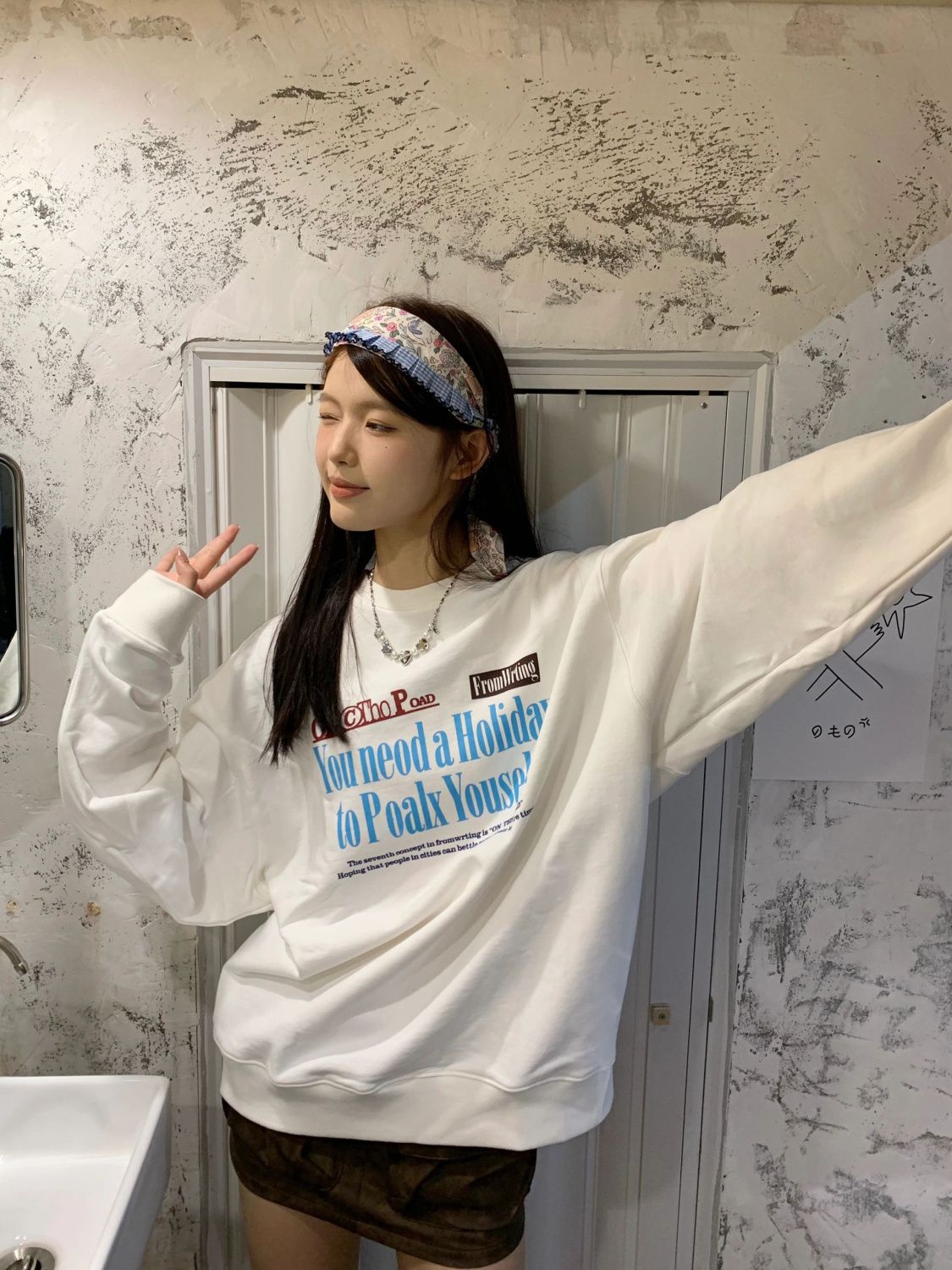 韓版hiphop白色潮牌字母套頭衛衣女春秋寬鬆oversize氣質百搭上衣