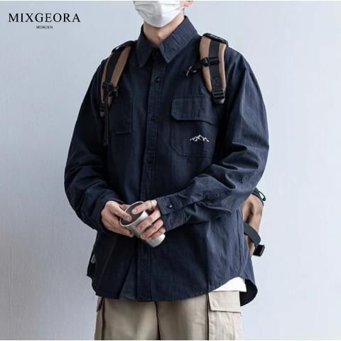 MIX GEORA Japanese casual retro long-sleeved shirts for men and women in spring and autumn loose shirts and jackets