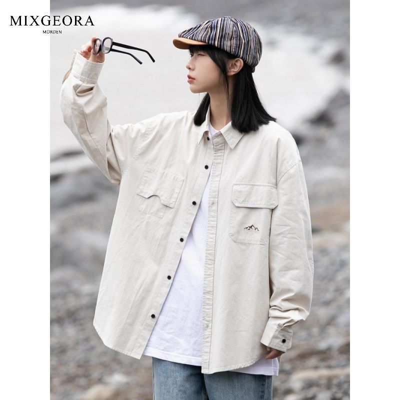 MIX GEORA work shirt men's long-sleeved Chinese style shirt spring and autumn trendy loose casual shirt jacket