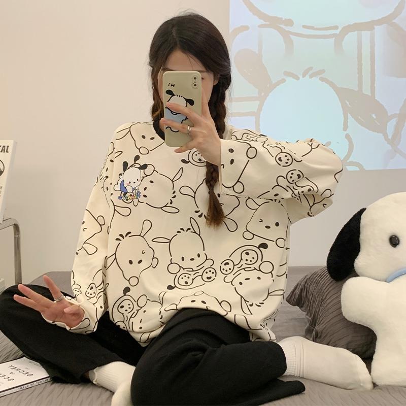 2023年新款可愛卡通睡衣女春秋冬季兩件套裝長袖長褲家居服可外穿