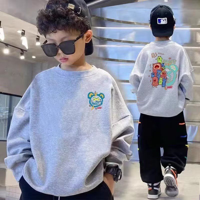 Boys Spring and Autumn Cool and Handsome Sweaters  New Medium and Large Children's Clothes Street Clothes Boys Autumn Fashionable Tops Trendy