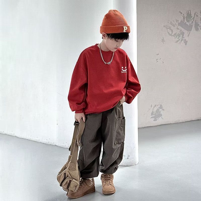  New Boys' Sweatshirts Spring and Autumn Style Large Boys' Long Sleeves Fashionable Boys' Tops Sportswear