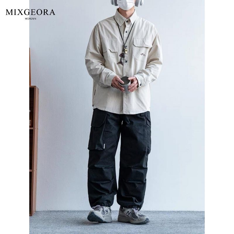 MIX GEORA Japanese casual retro long-sleeved shirts for men and women in spring and autumn loose shirts and jackets