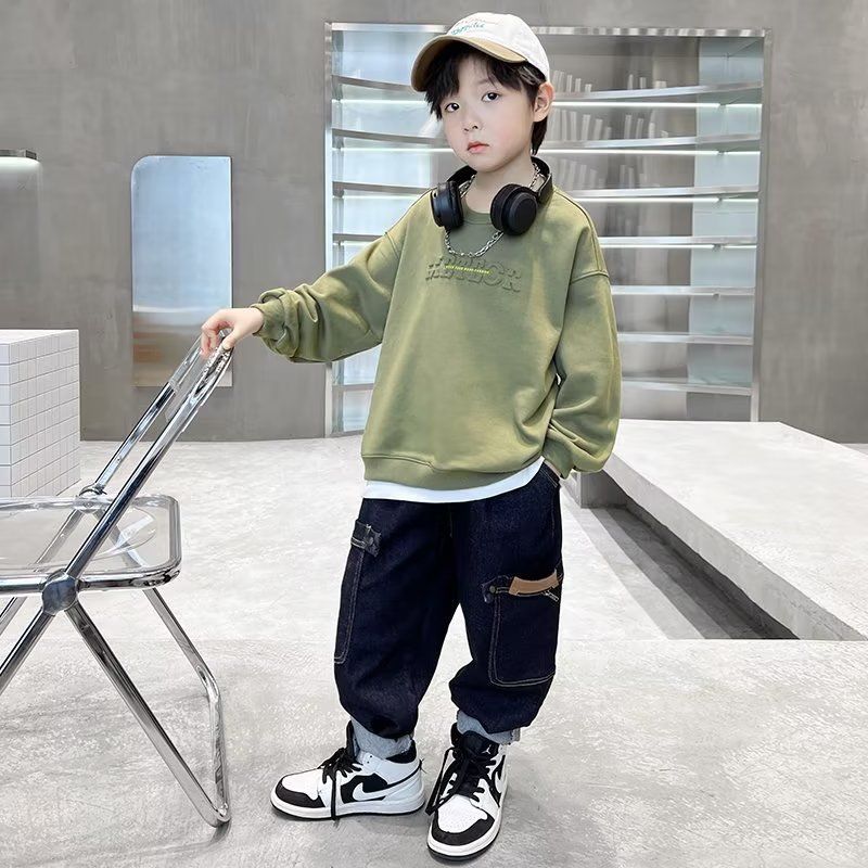 Boys Spring and Autumn Cool and Handsome Sweaters 2023 New Medium and Large Children's Clothes Street Clothes Boys Autumn Fashionable Tops Trendy