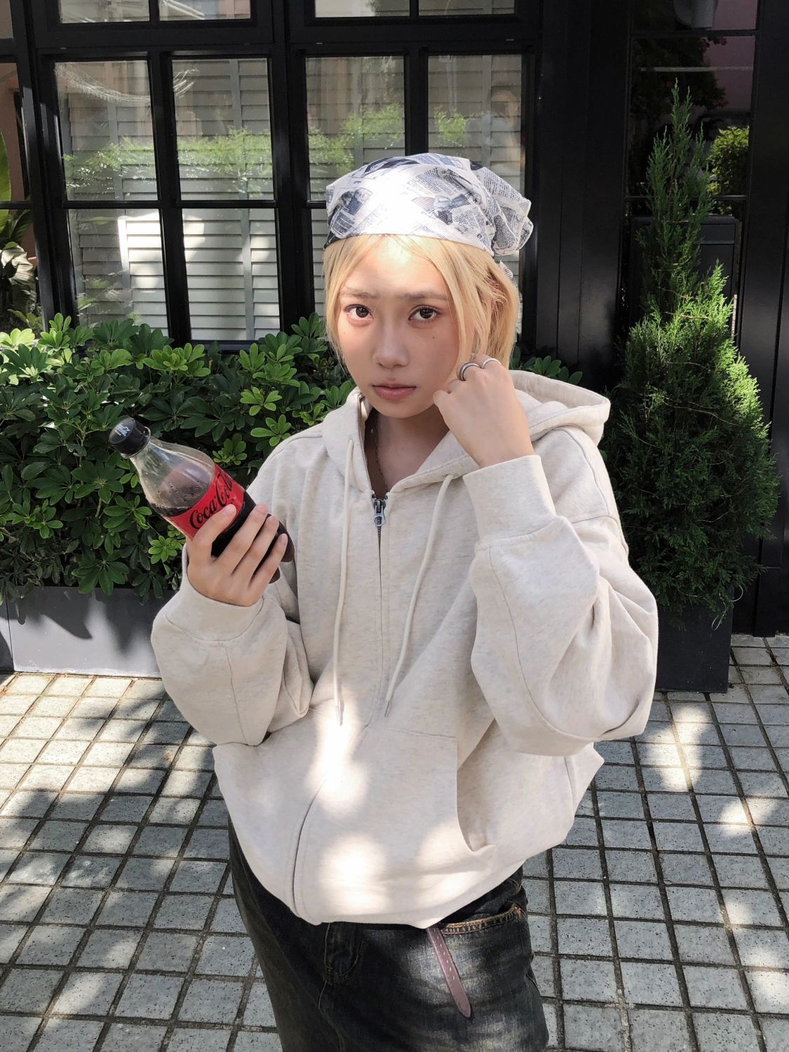 灰色連帽衛衣女春秋2023新款韓版寬鬆慵懶風oversize純色開衫外套