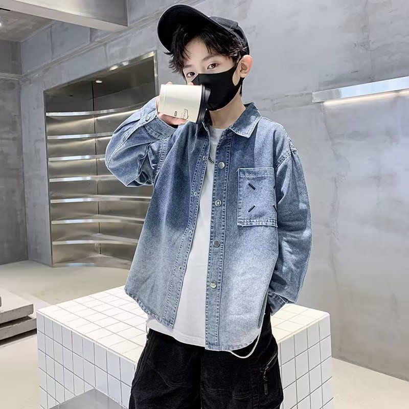 Boys' coats and children's clothing 2023 new boys' denim jackets children's jackets autumn baby tops boys fashionable