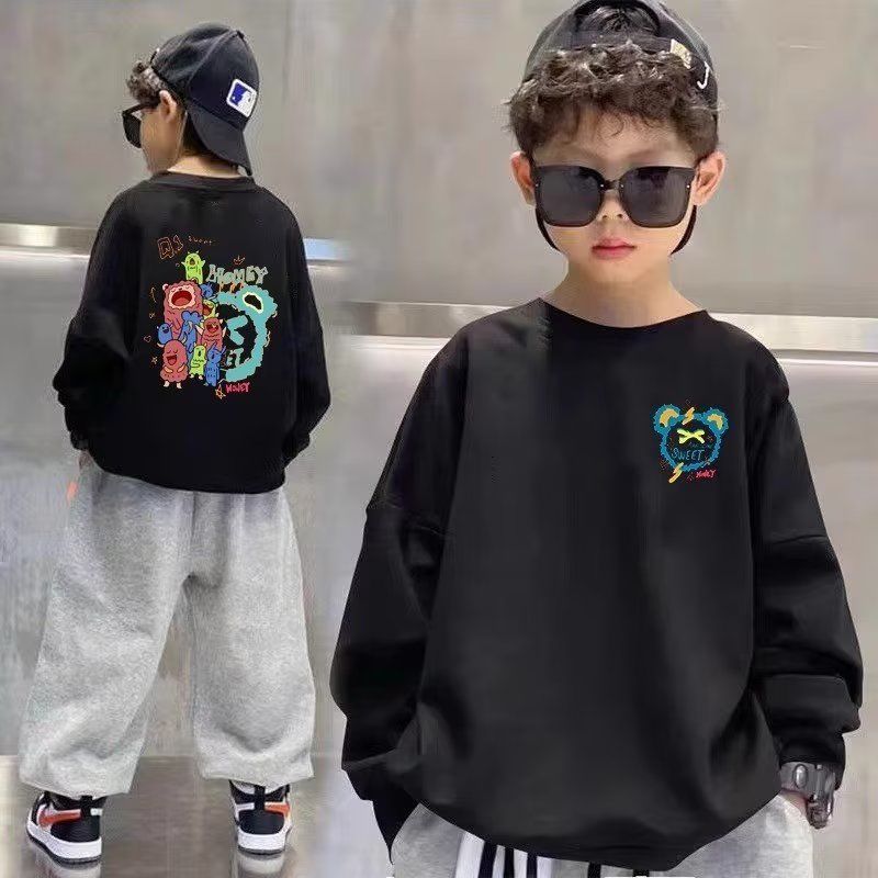 Boys Spring and Autumn Cool and Handsome Sweaters  New Medium and Large Children's Clothes Street Clothes Boys Autumn Fashionable Tops Trendy