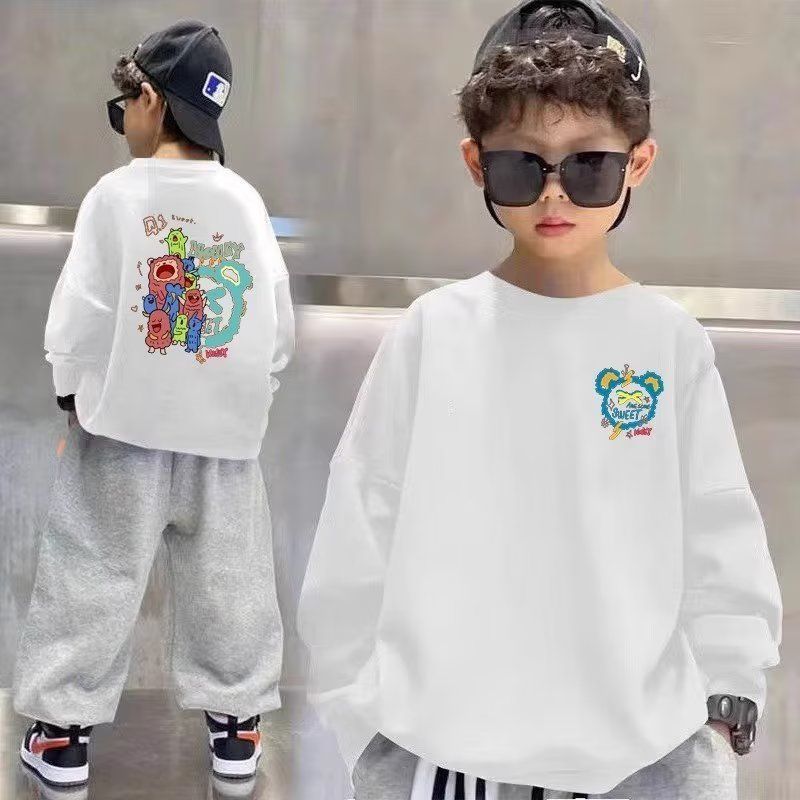 Boys Spring and Autumn Cool and Handsome Sweaters  New Medium and Large Children's Clothes Street Clothes Boys Autumn Fashionable Tops Trendy