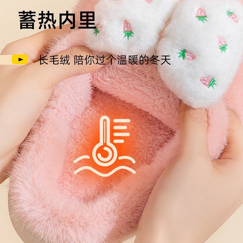 Shit-feeling cotton slippers for men and women in autumn and winter can be worn outside indoor home with non-slip thick bottom to keep warm plus fluffy slippers