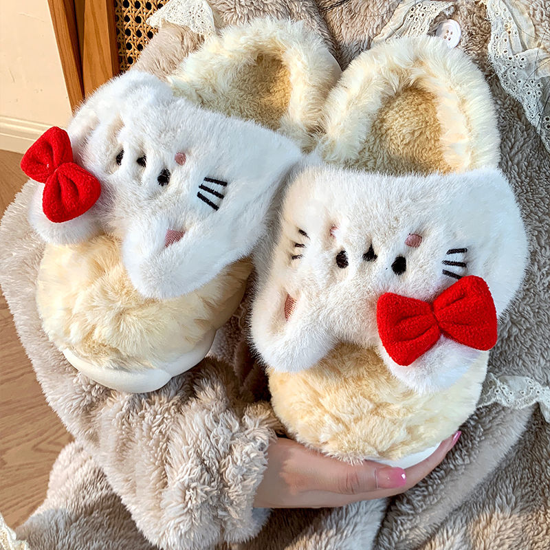 Autumn and winter thick-soled plush slippers home ladies indoor home simple warm non-slip confinement winter cotton slippers men