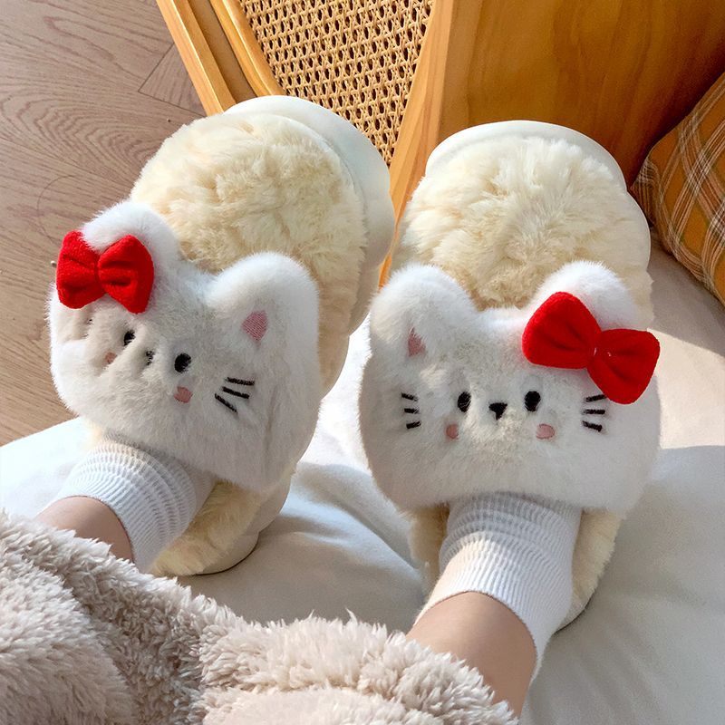 Autumn and winter thick-soled plush slippers home ladies indoor home simple warm non-slip confinement winter cotton slippers men