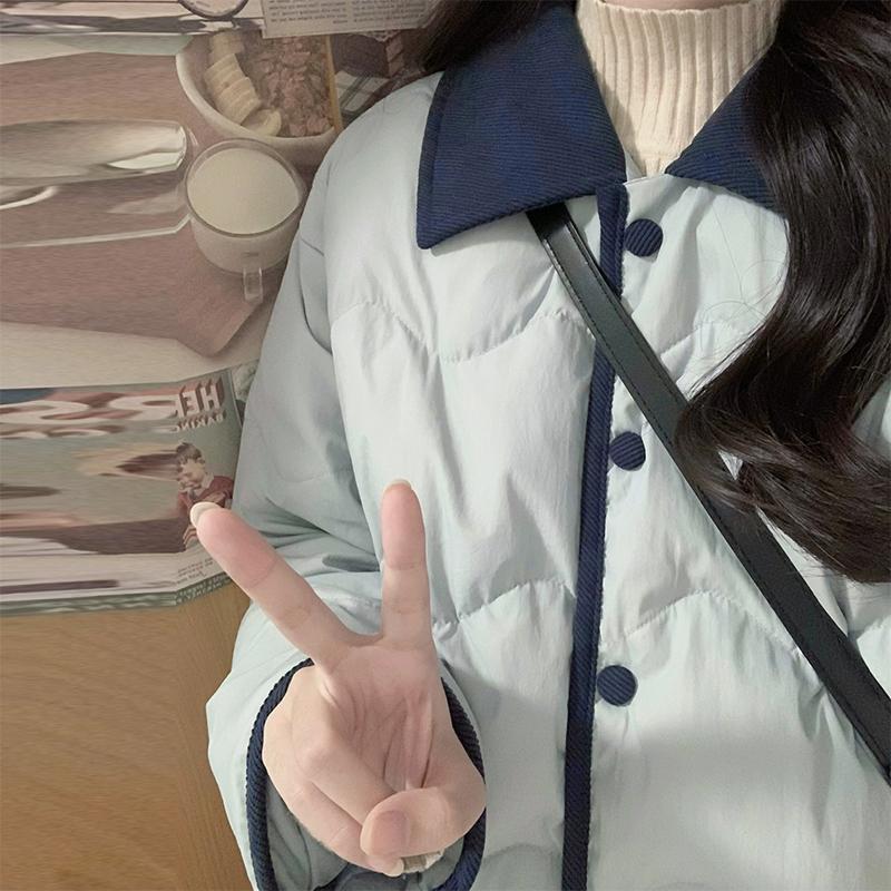 新款加厚棉服女短款棉襖洋氣拼接夾棉外套韓系冬季小個子棉衣