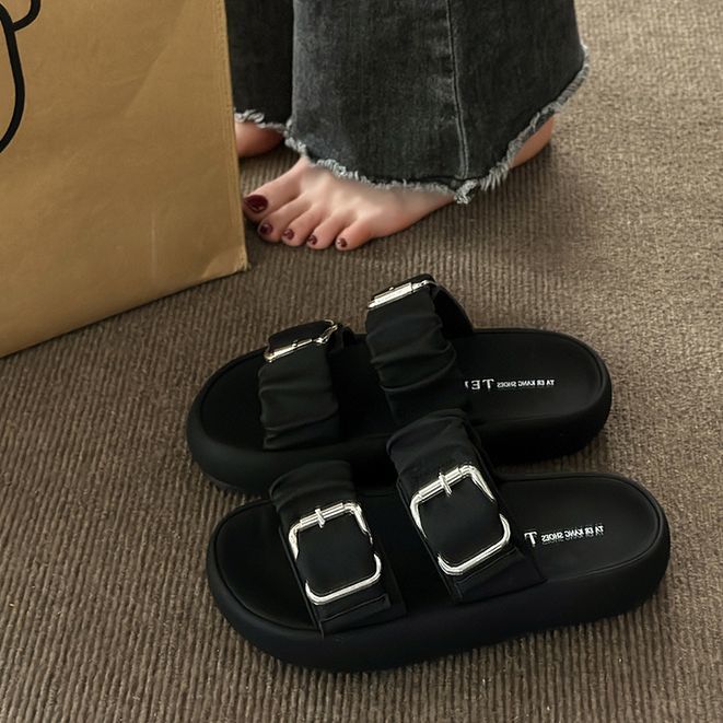 Slippers women's 2023 new thick-soled non-slip non-stinky feet sandals women's flat-bottomed fashion high-end one-word slippers
