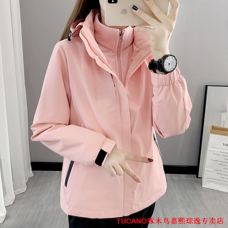 新款衝鋒衣女防風防水透氣情侶款男士登山服雙層春秋季百搭單衣潮
