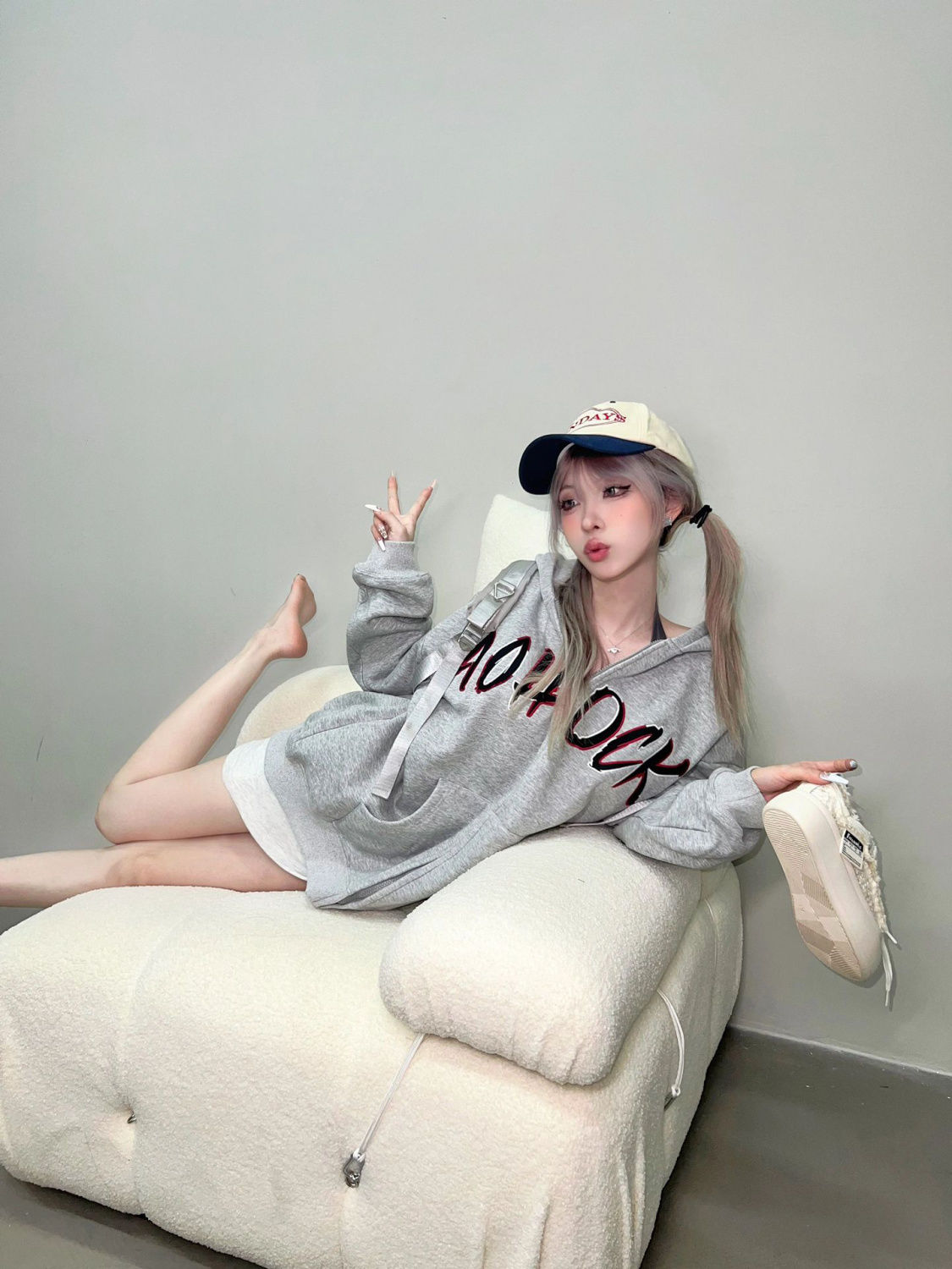 美式高街hiphop連帽開衫衛衣女秋冬寬鬆復古oversize慵懶加絨外套