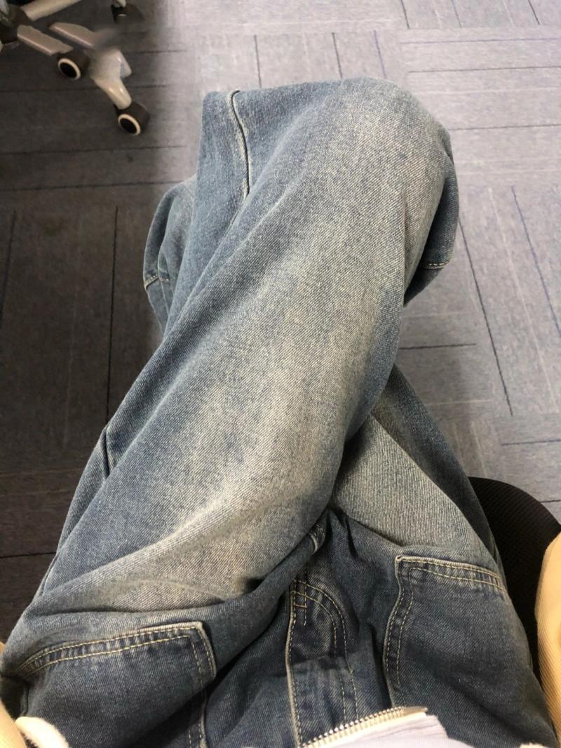 復古闊腿牛仔褲女春夏高腰顯瘦寬鬆港味chic做舊長褲子設計感小眾