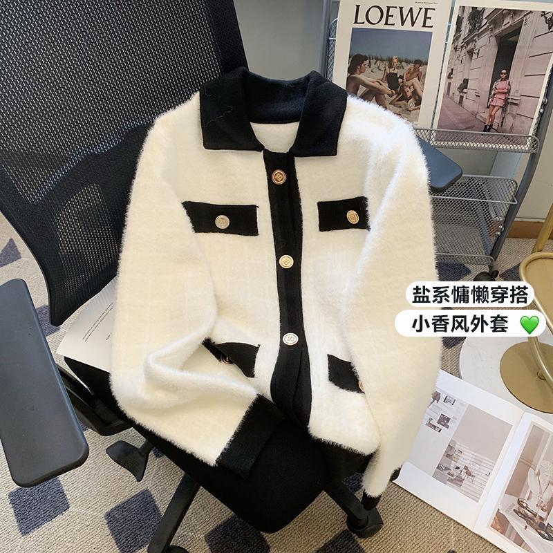 小香風軟糯顯瘦毛衣外套女秋冬新款設計感小眾百搭針織衫開衫上衣