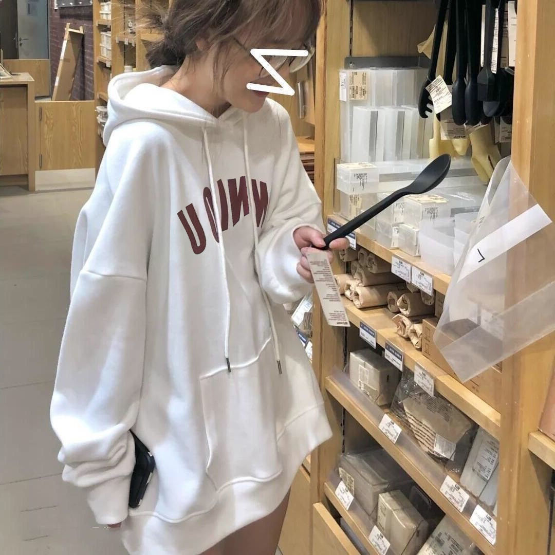衛衣女春秋美式復古oversize連帽薄款外套潮牌hiphop寬鬆慵懶上衣