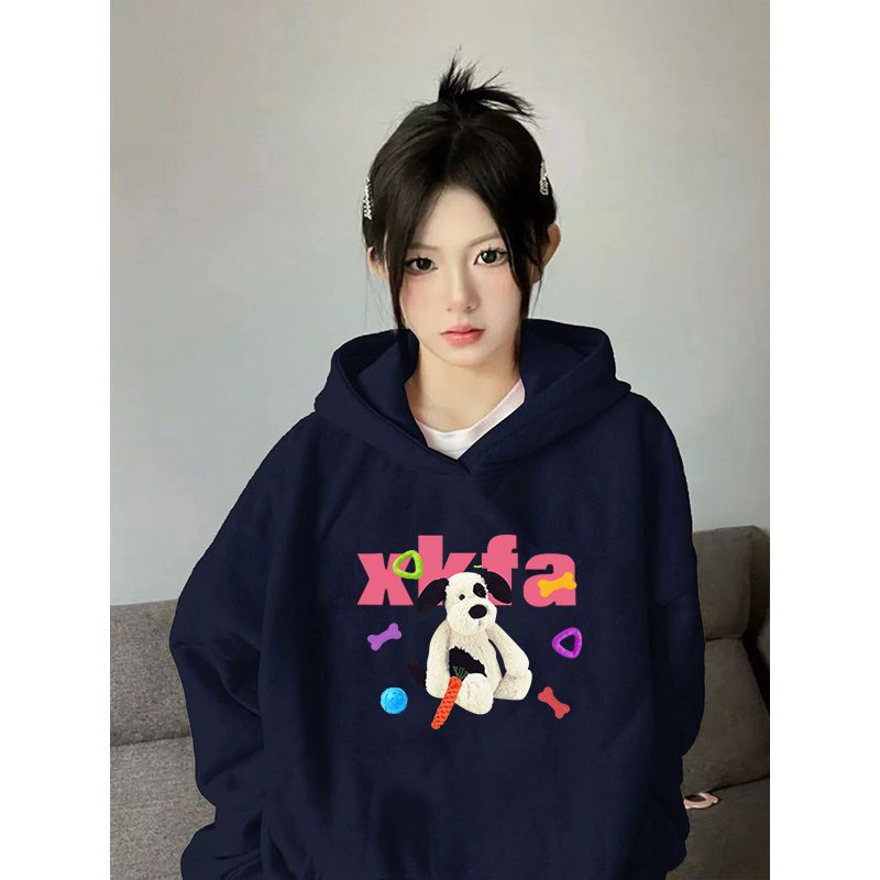 潮牌美式連帽衛衣女秋季新款寬鬆oversize小眾別致設計感長袖上衣