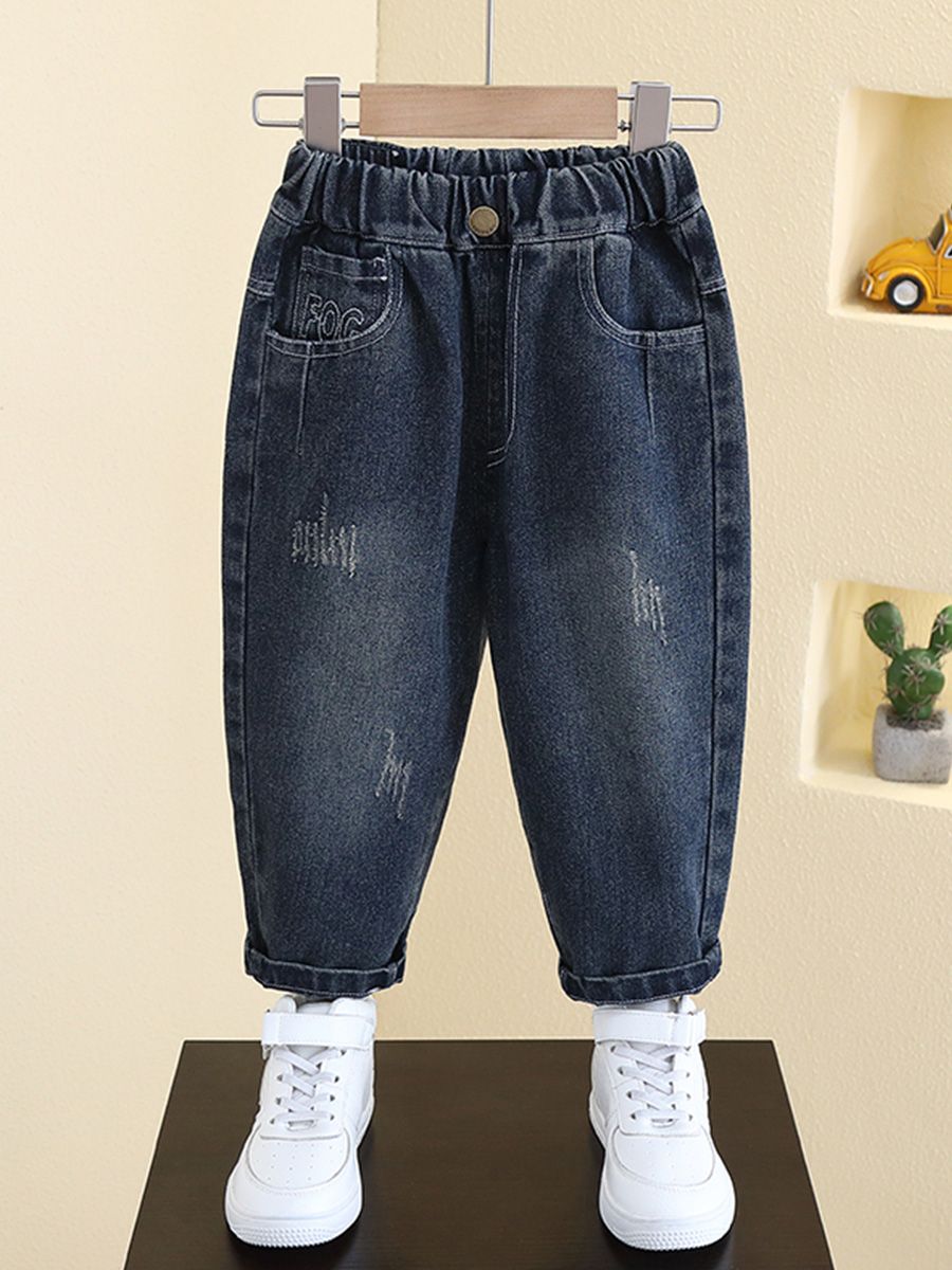 Boys' jeans spring and autumn 2023 new baby autumn clothing children's casual pants handsome boys fashionable trousers