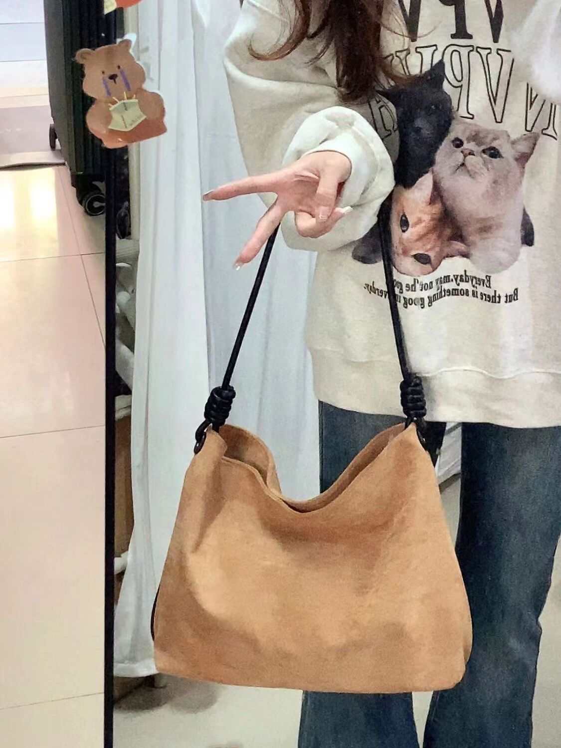 Autumn and Winter Korean Small Pack  New American Retro Commuter Tote Bag Simple and Versatile One Shoulder Bucket Bag