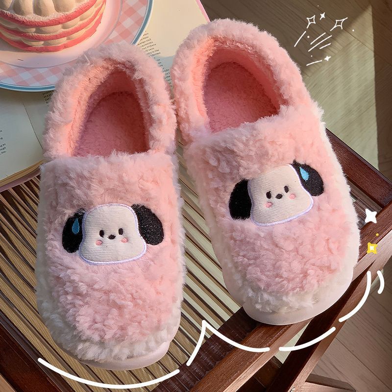 Cotton slippers ladies autumn and winter 2023 new indoor home confinement cute plush slippers women's outerwear in winter