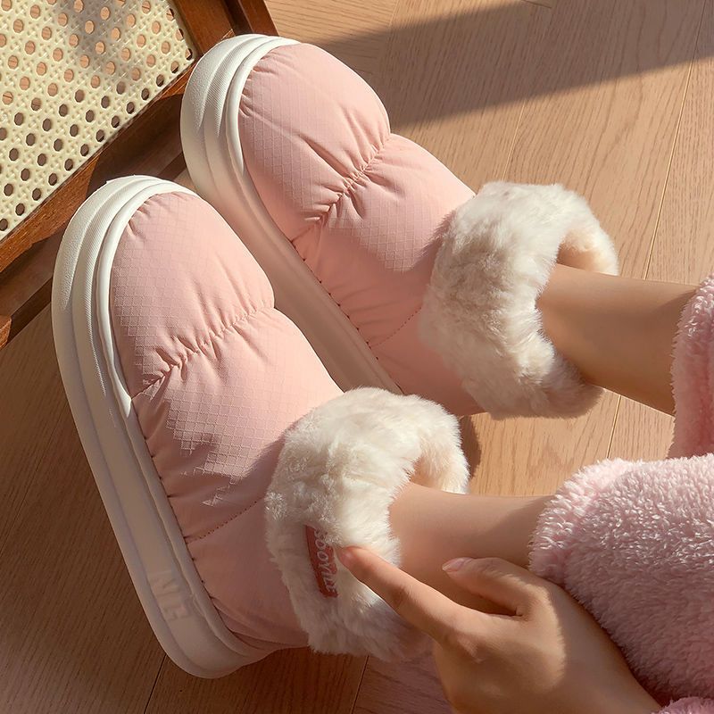 Cotton slippers women's winter waterproof home thick-soled plus velvet bag with student dormitory cute indoor and outdoor wear warm cotton shoes