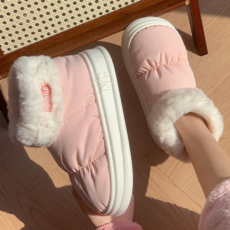Cotton slippers women's winter waterproof home thick-soled plus velvet bag with student dormitory cute indoor and outdoor wear warm cotton shoes
