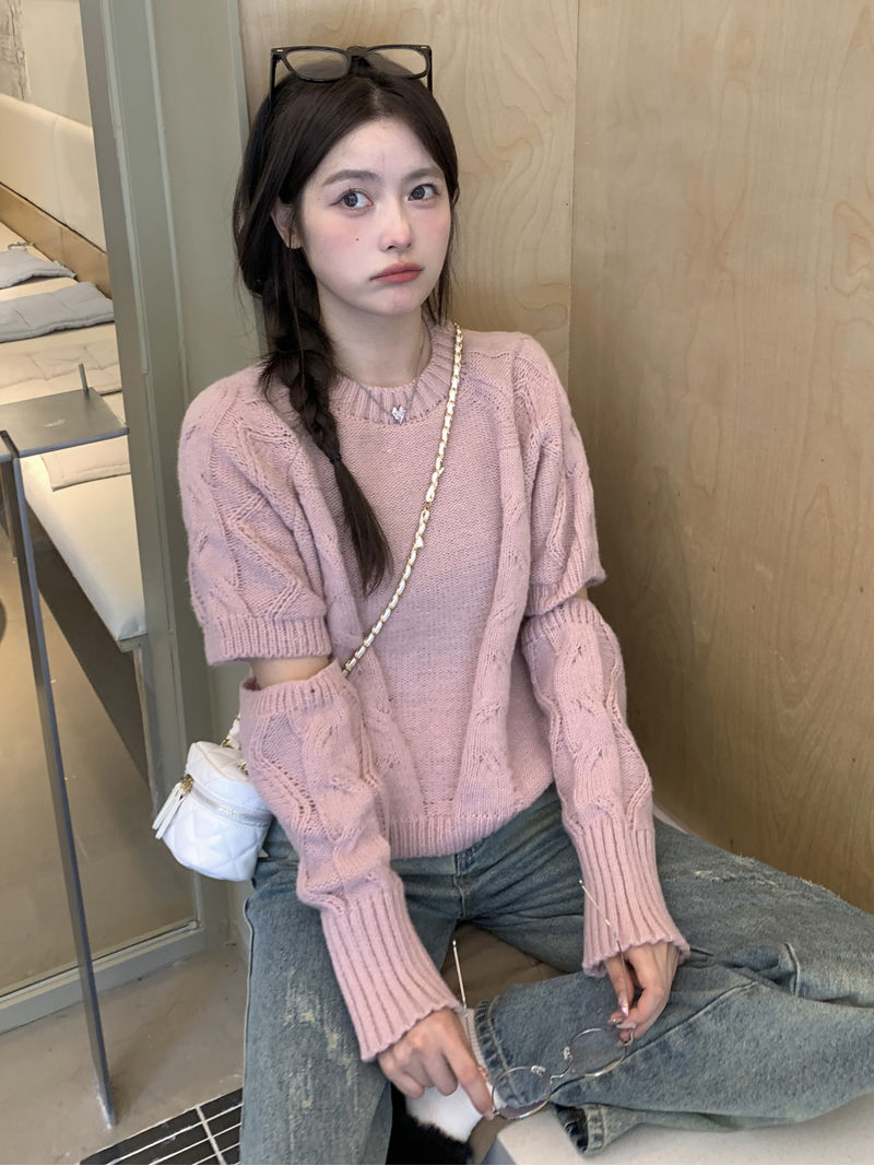 袖套毛衣女秋冬法式針織衫設計感小眾別致獨特韓系chic純欲風上衣